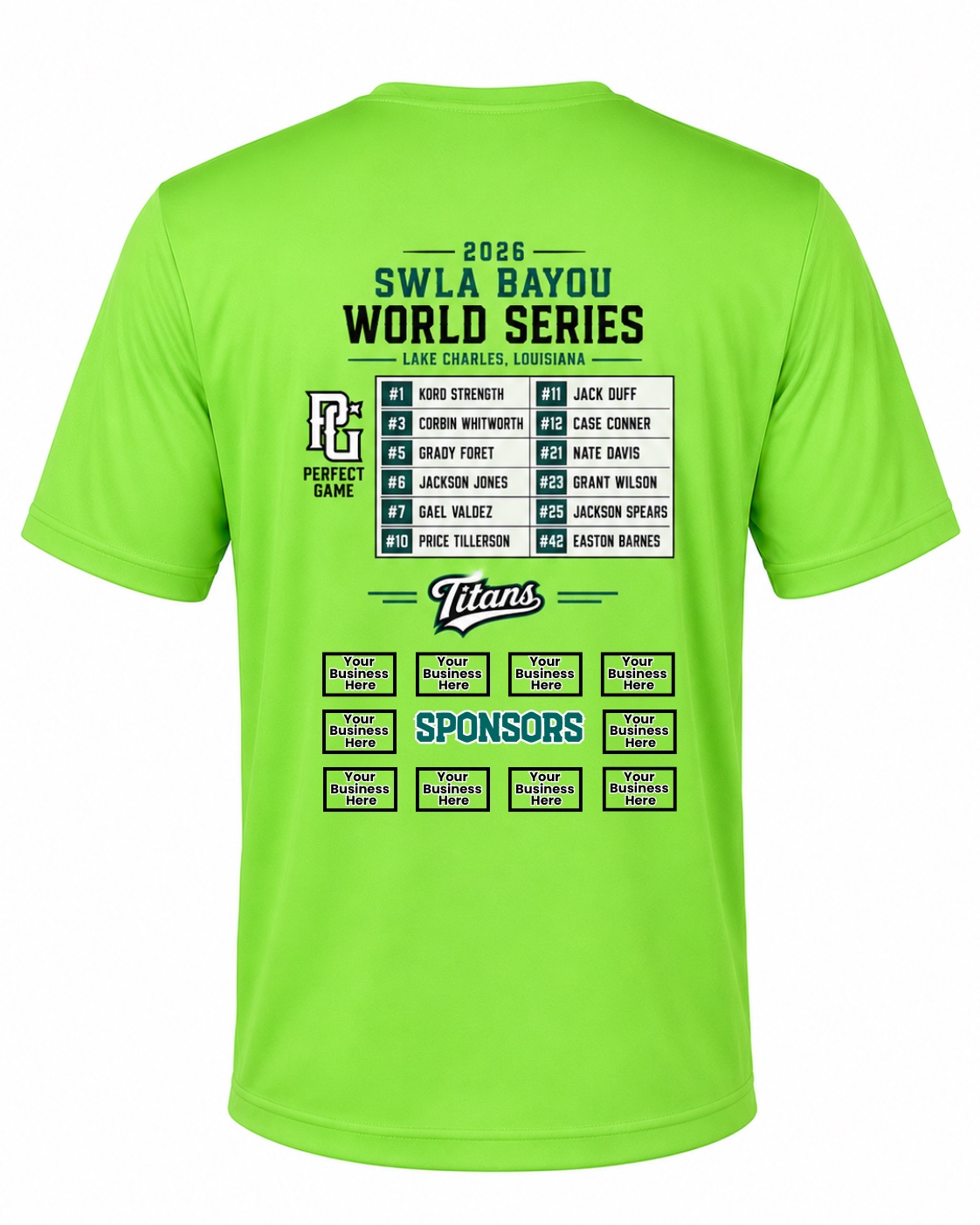 Back of World Series Sponsor Shirt
