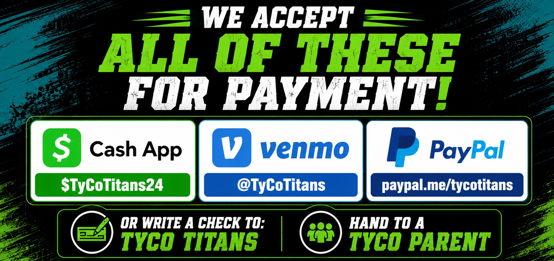 TYCO Titans payment options